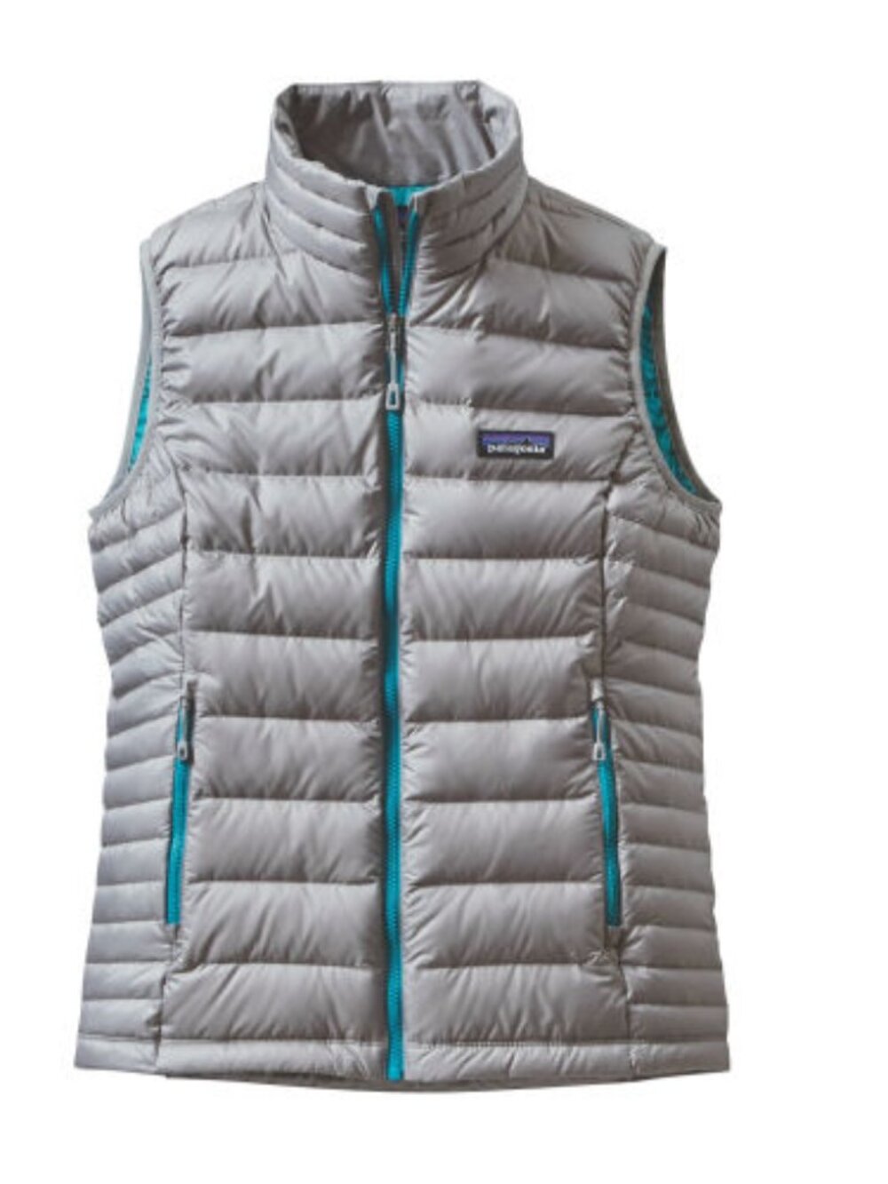 Patagonia Down Sweater Vest Quilted Puffer Zip-Up Mock-neck Pocket Drifter Grey